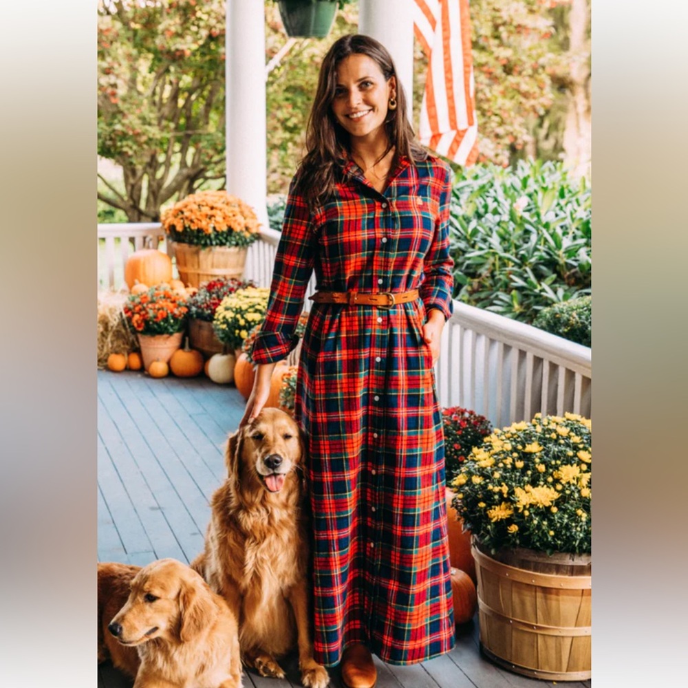 Brand new Kiel James Patrick Maple Lake Trail Flannel Maxi plaid Shirt Dress - Picture 2 of 3